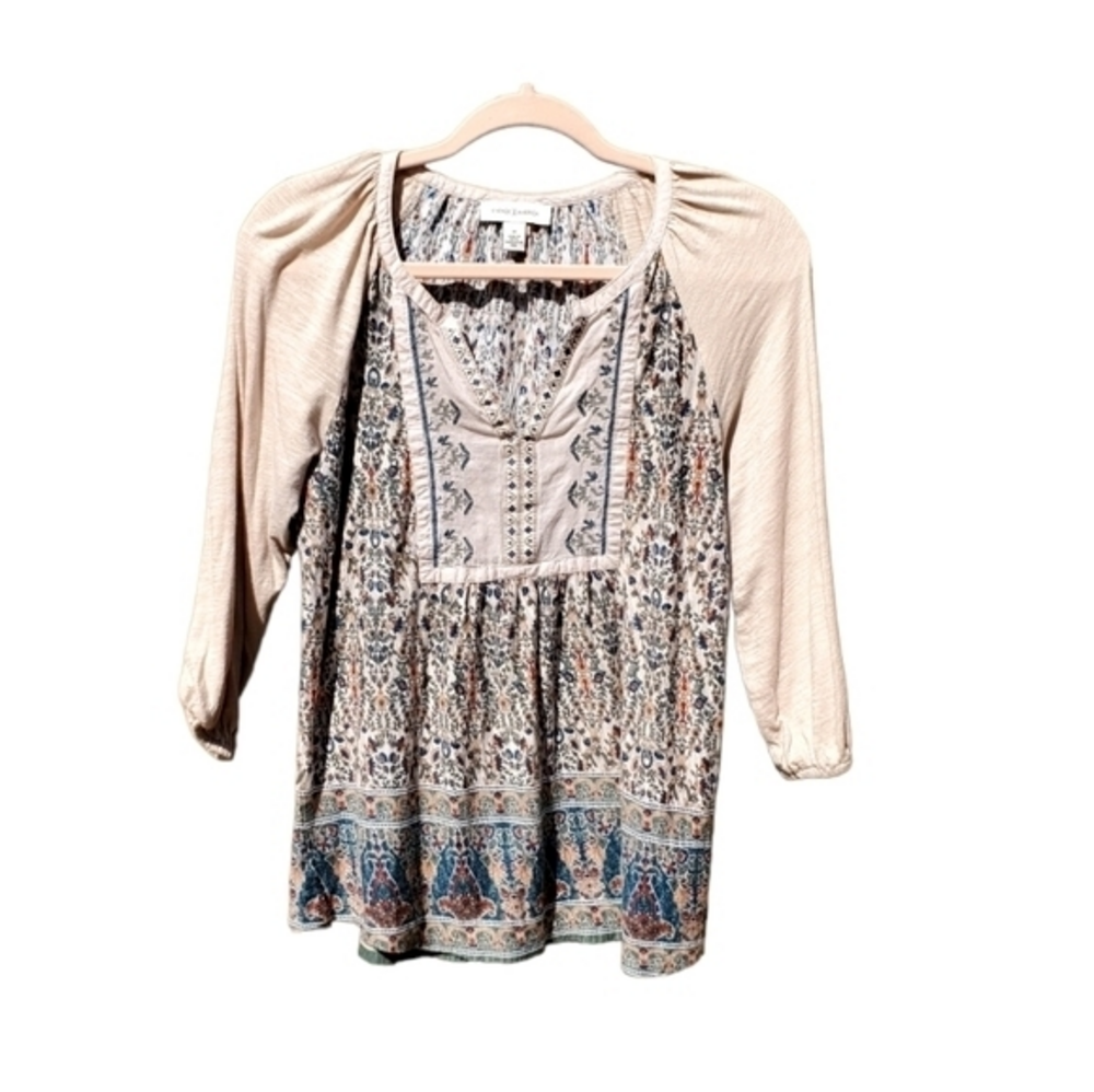 Vintage America Embroidered Cream Boho Tunic Top Size‎ Medium